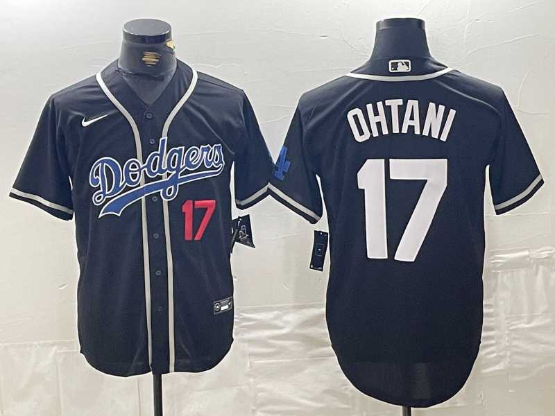 Men%27s Brooklyn Dodgers #17 Shohei Ohtani Black Cool Base With Patch Stitched Baseball Jerseys->los angeles dodgers->MLB Jersey